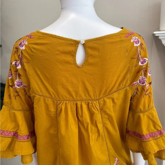 Free People Pavlo Floral Embroidered Babydoll Dress SIze Small Tiered Ruffle - Picture 6 of 15